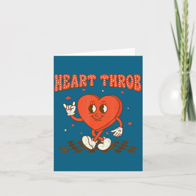 Retro Groovy Heart Throb Valentines Day Toddlers B Karte (Vorderseite)