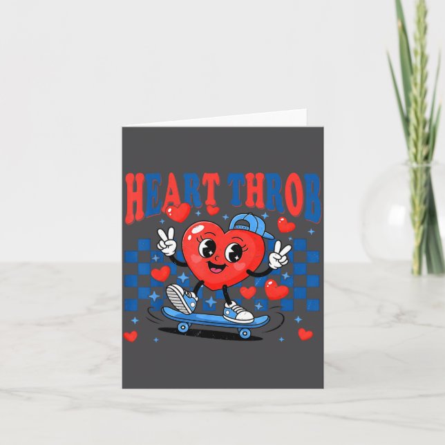 Retro Groovy Heart Throb Valentines Day Toddlers B Karte (Vorderseite)