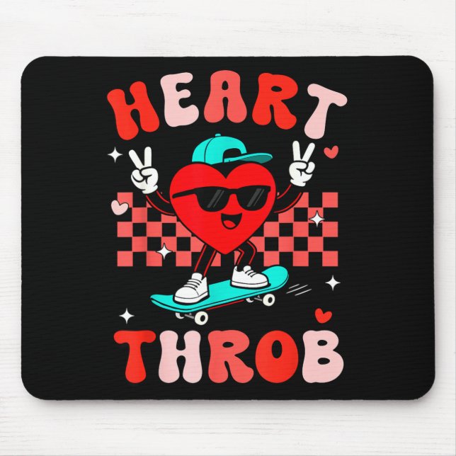 Retro Groovy Heart Throb Valentines Day Toddlers B Mousepad (Vorne)