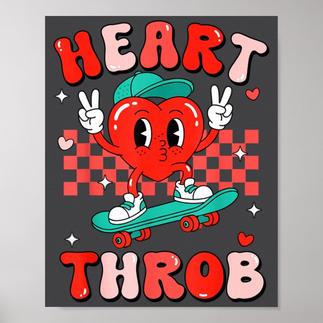 Retro Groovy Heart Throb Valentines Day Toddlers B Poster (Vorne)