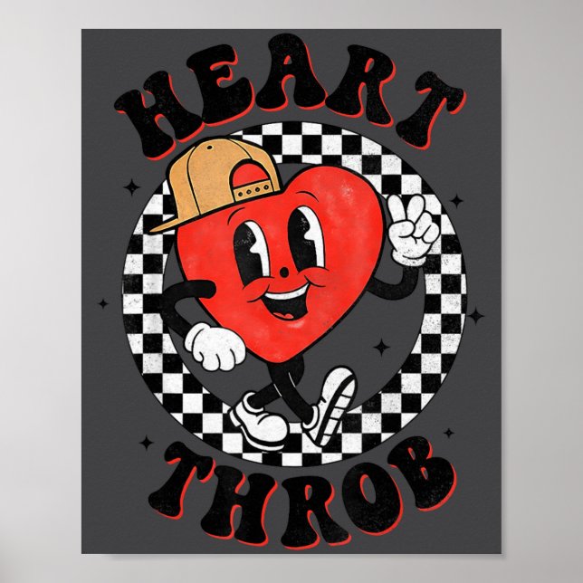 Retro Groovy Heart Throb Valentines Day Toddlers B Poster (Vorne)