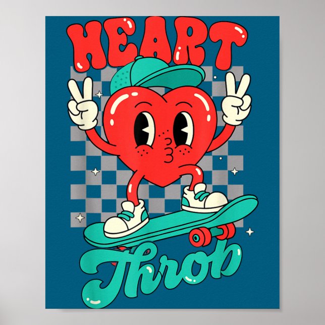 Retro Groovy Heart Throb Valentines Day Toddlers B Poster (Vorne)