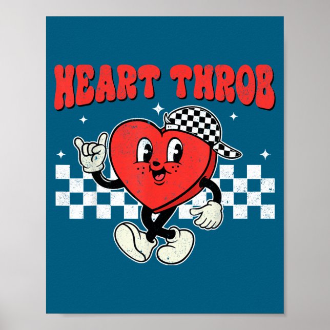 Retro Groovy Heart Throb Valentines Day Toddlers B Poster (Vorne)