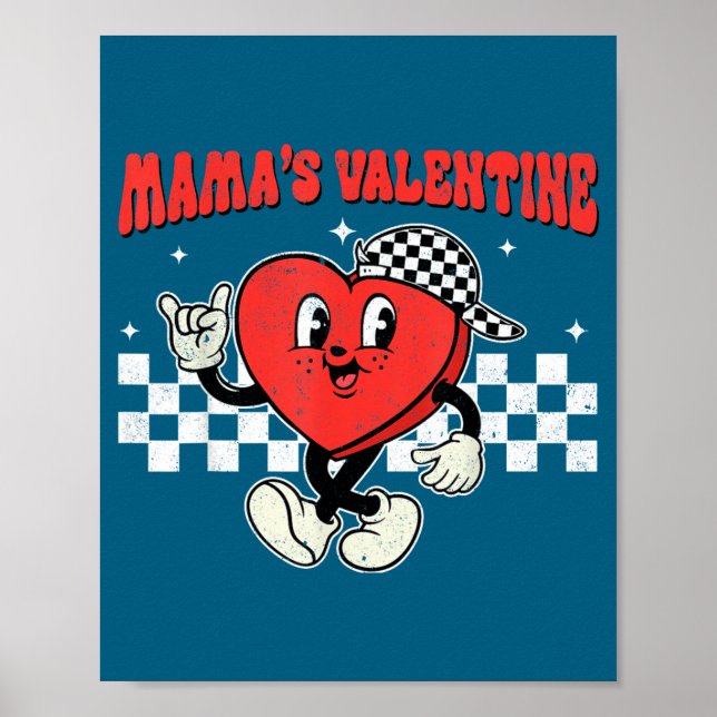 Retro Groovy Heart Throb Valentines Day Toddlers B Poster (Vorne)