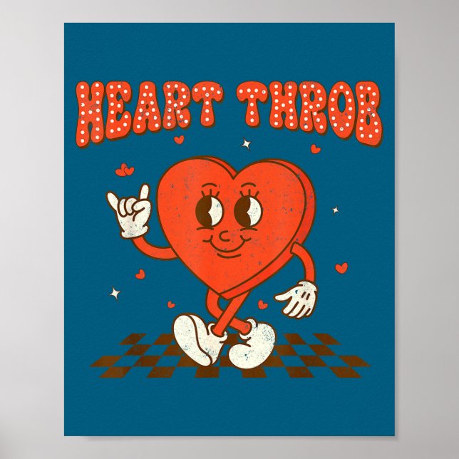 Retro Groovy Heart Throb Valentines Day Toddlers B Poster (Vorne)