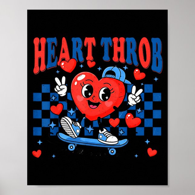 Retro Groovy Heart Throb Valentines Day Toddlers B Poster (Vorne)
