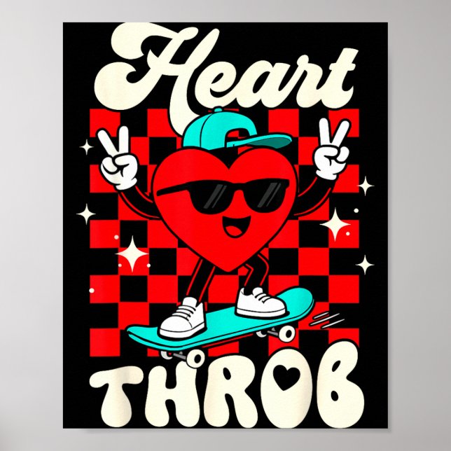 Retro Groovy Heart Throb Valentines Day Toddlers B Poster (Vorne)
