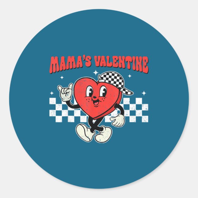Retro Groovy Heart Throb Valentines Day Toddlers B Runder Aufkleber (Vorderseite)