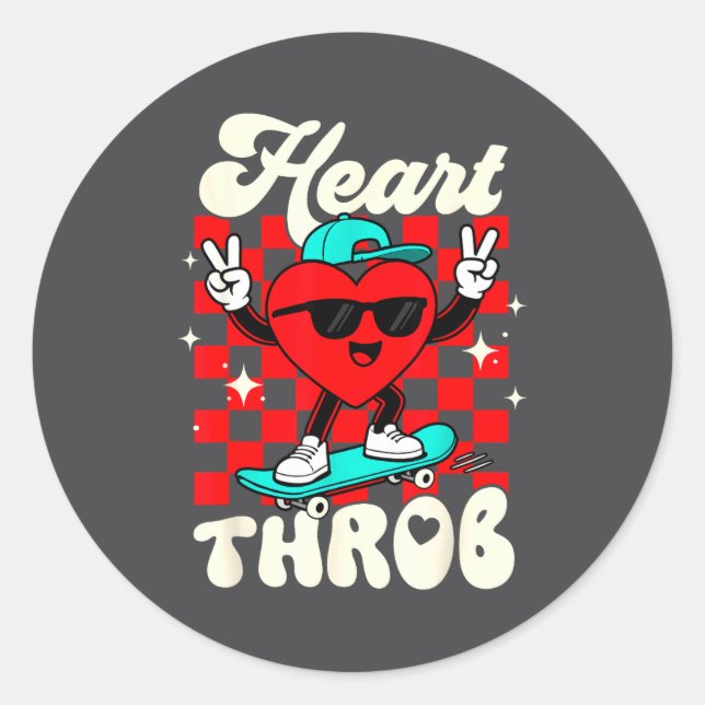 Retro Groovy Heart Throb Valentines Day Toddlers B Runder Aufkleber (Vorderseite)