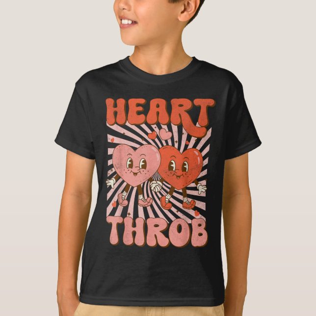 Retro Groovy Heart Throb Valentines Day Toddlers B T-Shirt (Vorderseite)