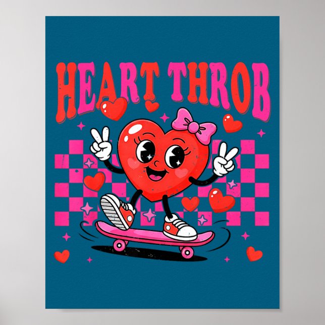 Retro Groovy Heart Throb Valentines Day Toddlers G Poster (Vorne)