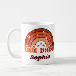 Retro Groovy Herbst-Babe Regenbogen mit Gänseblümc Kaffeetasse