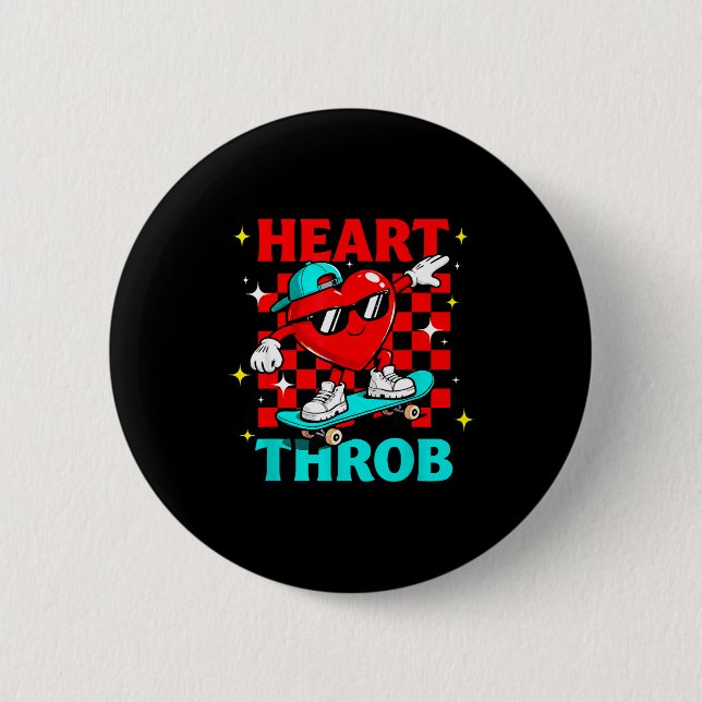 Retro Groovy Herzklopfen Valentinstag Kleinkinder  Button (Vorderseite)