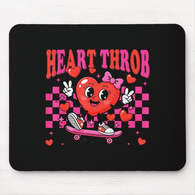 Retro Groovy Herzklopfen Valentinstag Kleinkinder  Mousepad (Vorne)