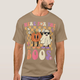 Retro Groovy Hier für den Boos Funny Punpkin Geist T-Shirt