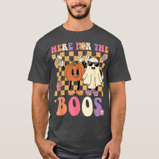 Retro Groovy Hier für den Boos Funny Punpkin Geist T-Shirt