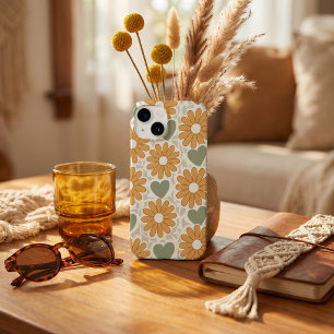 Retro Groovy Hippie Blumen & Herzen Benutzerdefini Case-Mate iPhone 14 Hülle