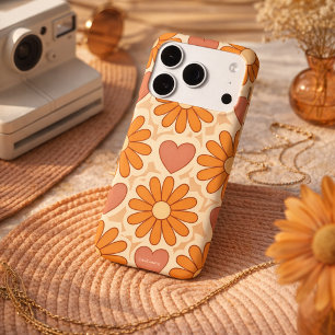 Retro Groovy Hippie Blumen & Herzen Benutzerdefini Case-Mate iPhone 14 Hülle