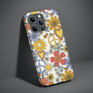 Retro Groovy Hippie Blumen Herzen Case-Mate iPhone 14 Hülle