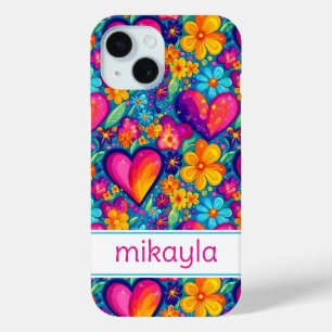 Retro Groovy Hippie Blumen Herzen Personalisiert Case-Mate iPhone Hülle