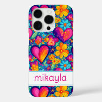 Retro Groovy Hippie Blumen Herzen Personalisiert