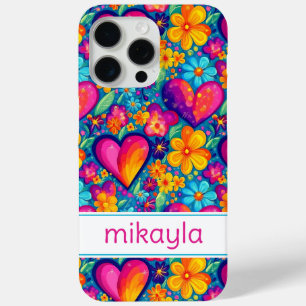 Retro Groovy Hippie Blumen Herzen Personalisiert Case-Mate iPhone Hülle