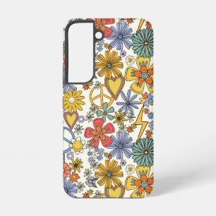 Retro Groovy Hippie Blumen Herzen Samsung Galaxy Hülle