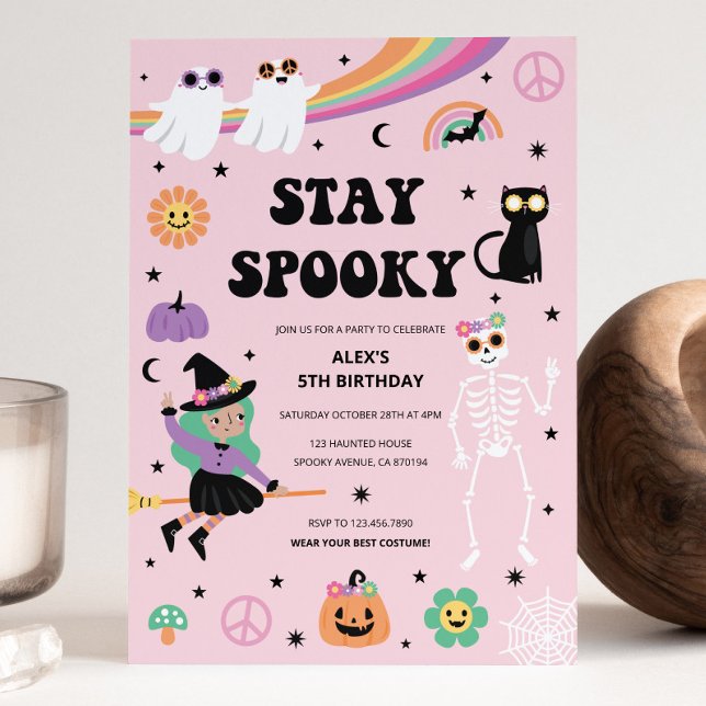 Retro Groovy Hippie Halloween Einladung (Von Creator hochgeladen)