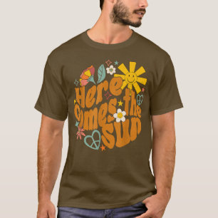 Retro Groovy Hippie kommt hier die sonnenpositive  T-Shirt