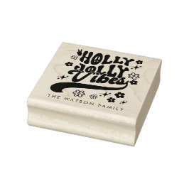 Retro Groovy Holly Jolly Vibes Holiday Gummistempel