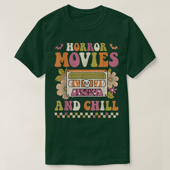 Retro Groovy Horror Filme und Chill Hippie Hallow T-Shirt (Design vorne)