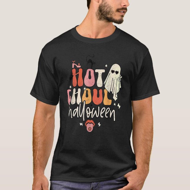 Retro Groovy Hot Ghoul Halloween Costumes Outfit T-Shirt (Vorderseite)