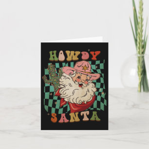 Retro Groovy Howdy Santa Christmas Cowboy Santa Xm Karte