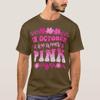 Retro Groovy im Oktober tragen wir rosa Brustkrebs T-Shirt