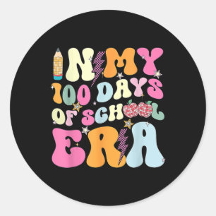 Retro Groovy in meinen 100 Tagen der Schule Era 10 Runder Aufkleber