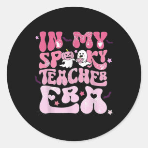 Retro Groovy in meiner Spooky Lehrerin Era Funny H Runder Aufkleber