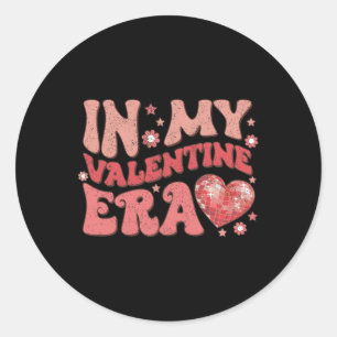 Retro Groovy In Meiner Valentinstag-Ära Valentinst Runder Aufkleber