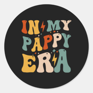 Retro Groovy In My Pappy Era Lustiger Vatertag Fo Runder Aufkleber