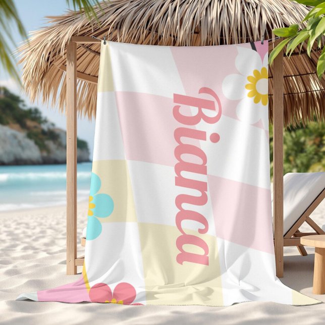 Retro Groovy Individuelle Name Strandtuch Bridesma (Von Creator hochgeladen)