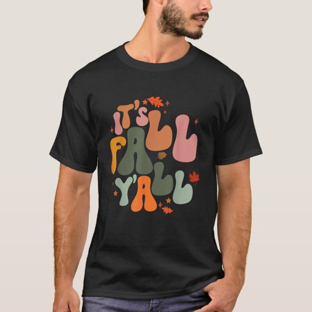 Retro Groovy It Fall Yall Hello Pumpkin Thanksgiv T-Shirt (Vorderseite)