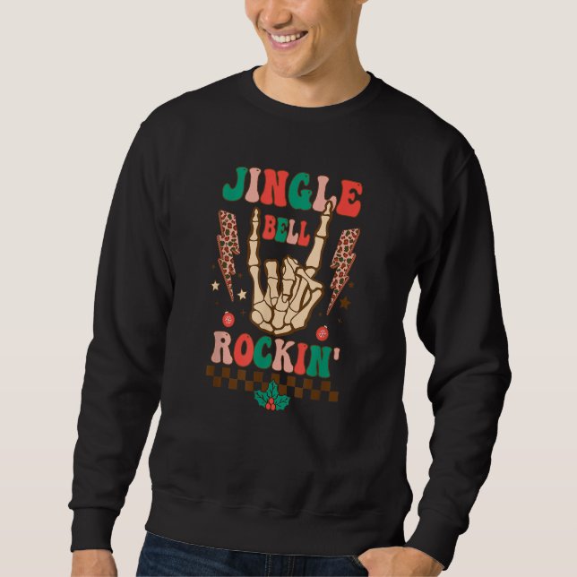 Retro Groovy Jingle Bell Rockin' Lightning Bolt Ro Sweatshirt (Vorderseite)