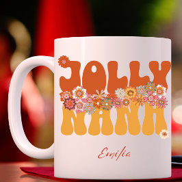 Retro Groovy Jolly Nana Colorful Weihnachtsname Tasse