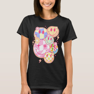 Retro Groovy Lächeln Gesicht Blume Glückliches Ges T-Shirt