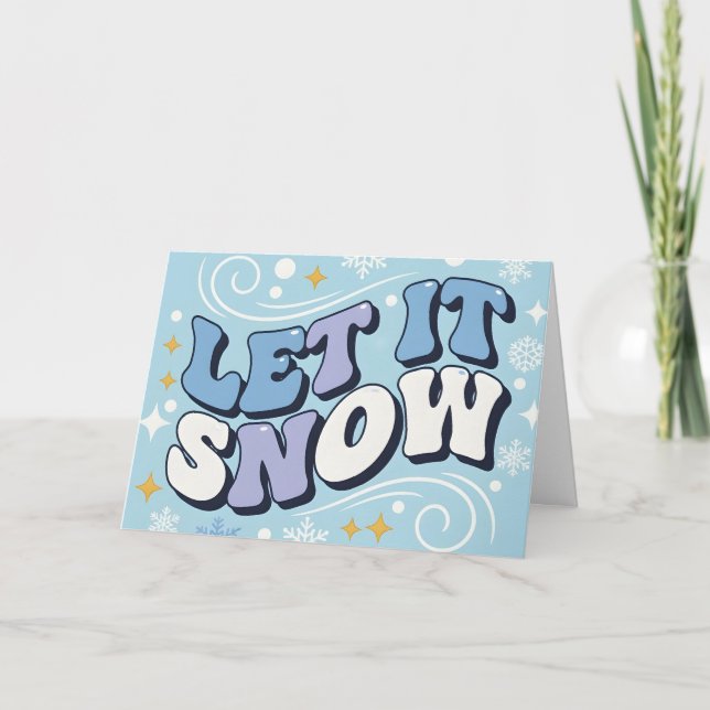 Retro Groovy Lass es schneien Frohe Weihnachten (Vorderseite)