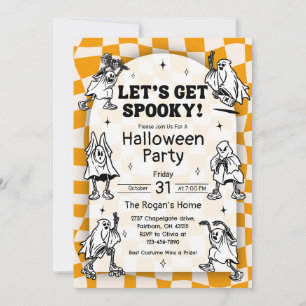 Retro Groovy Lassen Sie sich verwöhnen Halloween-P Einladung