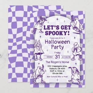 Retro Groovy Lasst uns einen Spooky Ghost Hallowee Einladung