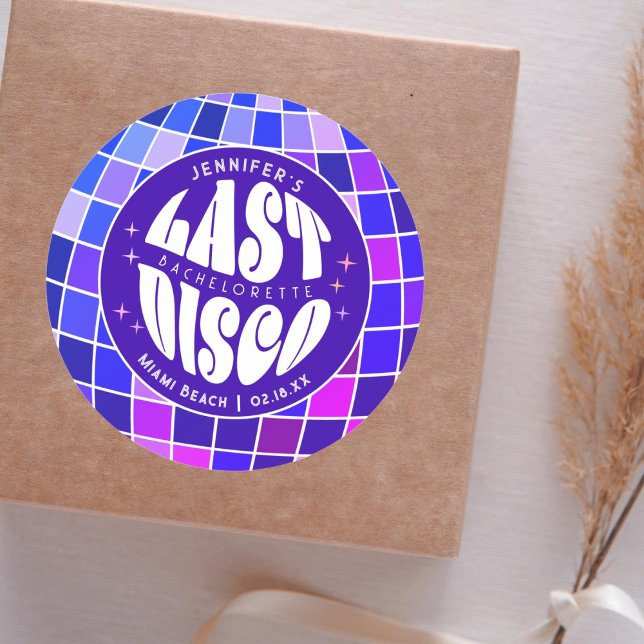 Retro Groovy Last Disco Bachelorette Weekend Party Runder Aufkleber (Von Creator hochgeladen)