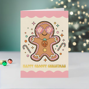 Retro Groovy Lebkuchenmann Frohe Weihnachten
