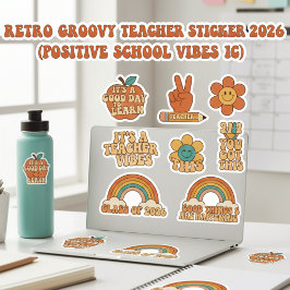 Retro Groovy Lehrer Aufkleber Bogen | Motivierend
