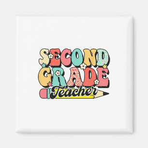 Retro Groovy Lehrer der zweiten Klasse erster Tag Magnet